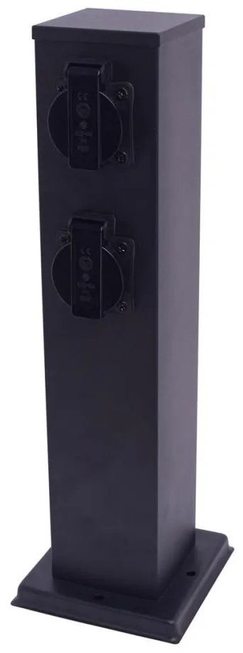 Milagro Vonkajší zásuvkový stĺpik 2Z SCHUKO 230V IP44 40 cm čierna MI2423