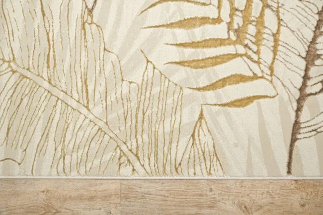 Koberec Allora Plus F784A lístie, krémový / béžový / zlatý