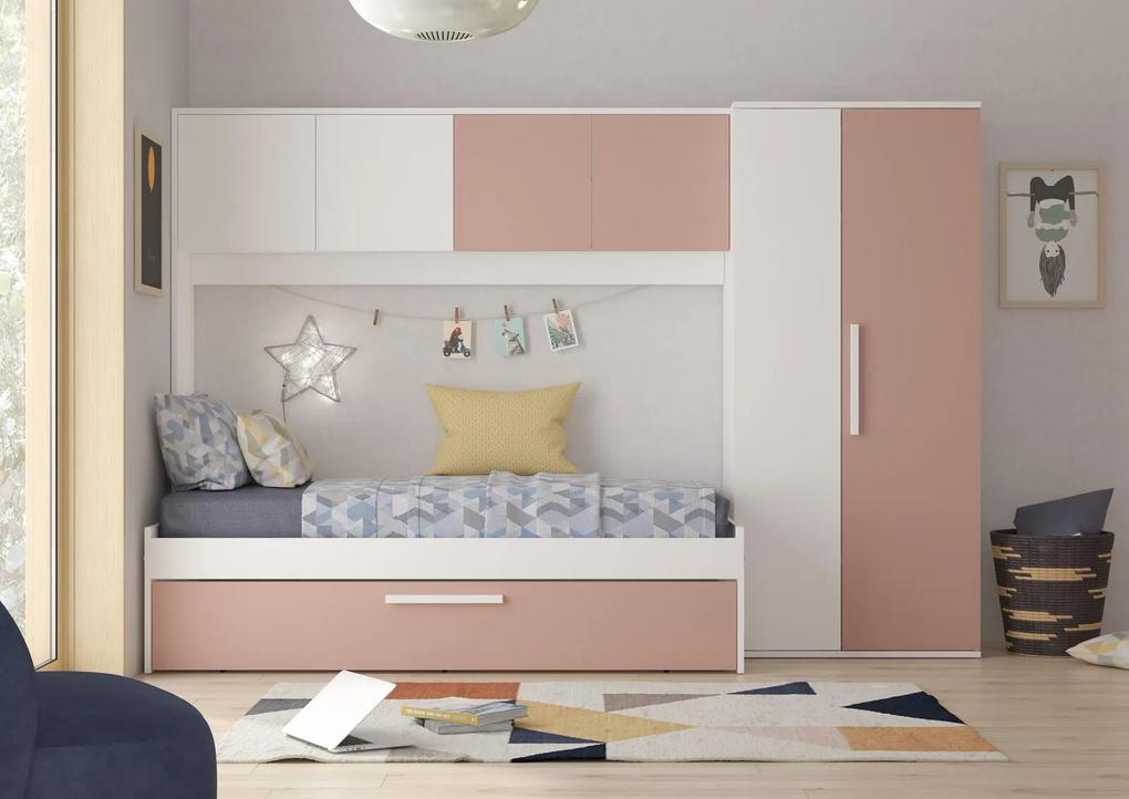 Poschodová posteľ do L Palatino - cascina, pink
