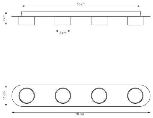 Stropné svietidlo DIAZ 4xGX53/12W/230V čierna/hnedá