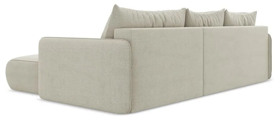 Krémovobiela rozkladacia/s úložným priestorom rohová pohovka (pravý roh) Nanea – Makamii