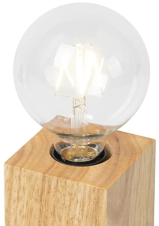 Rustikálna stolná lampa drevo prírodné - Bloc