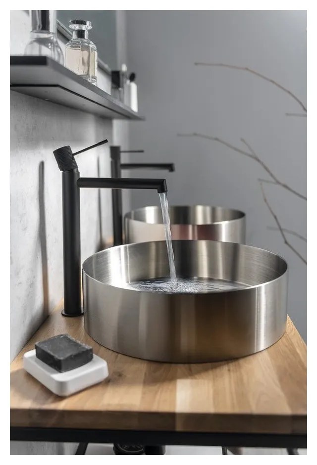 Matne čierna stojančeková umývadlová batéria Solaris – Sapho