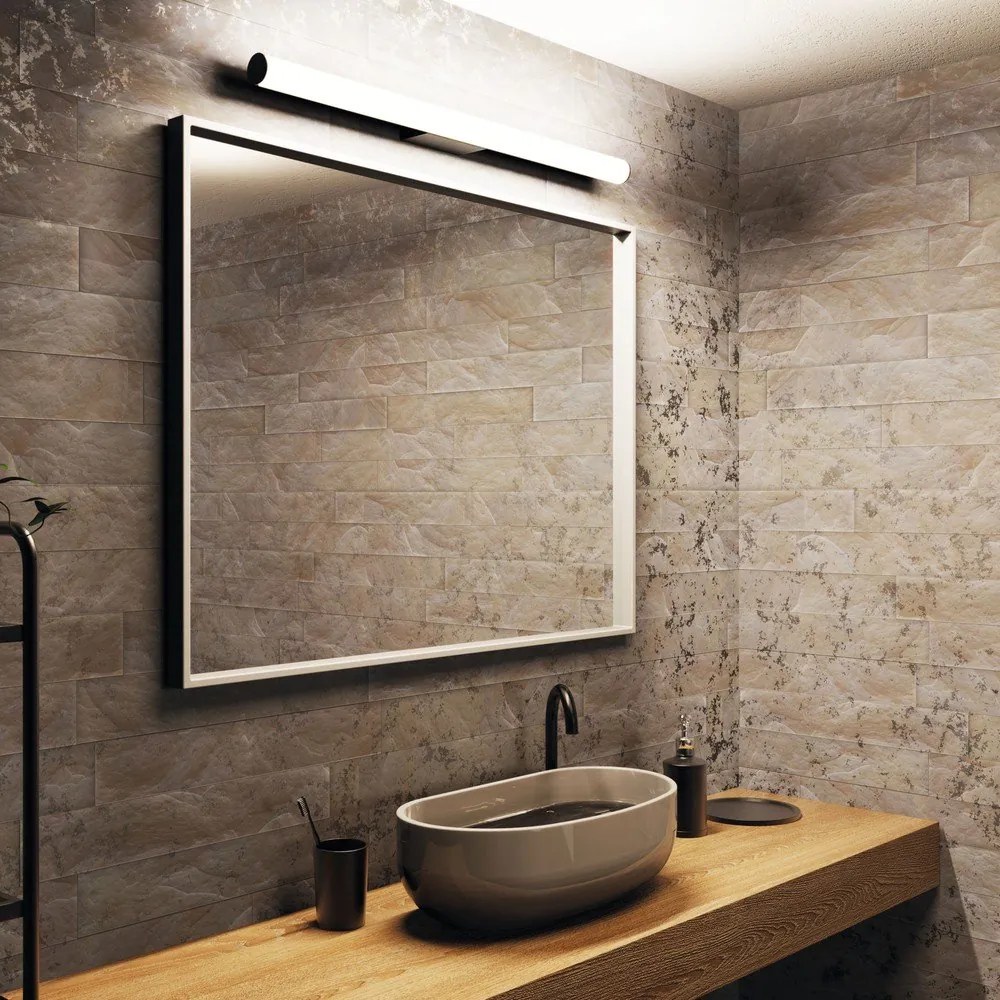 Čierne nástenné svietidlo SULION Caspio, dĺžka 90 cm