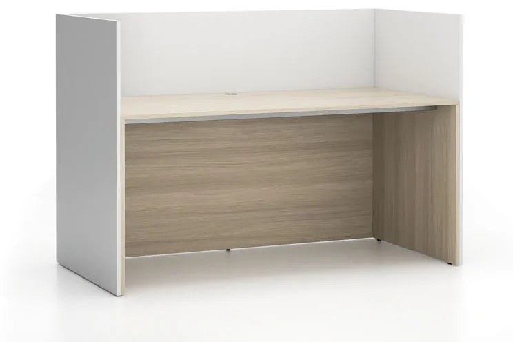 Kancelárska zostava single s paravánom SEGMENT, rovná, dub prírodný/biela