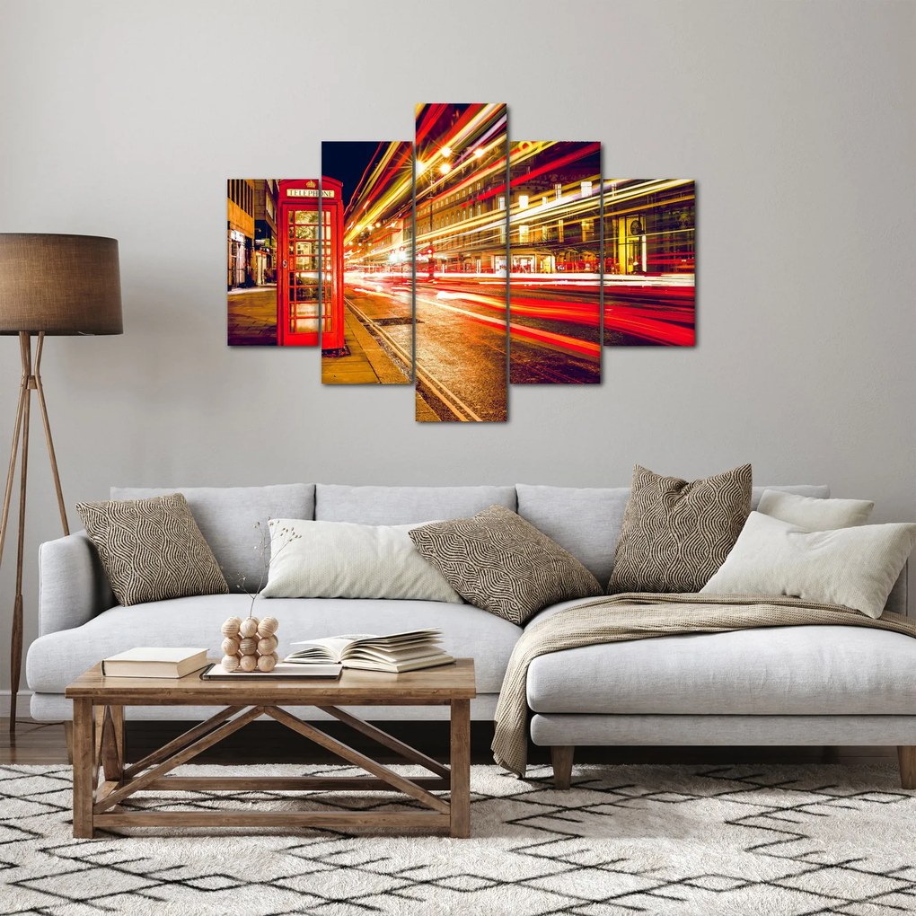 Obraz - červená telefónna búdka (150x105 cm)