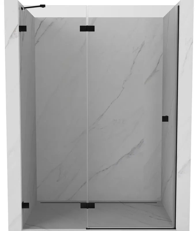 Mexen, Mexen Lunar ľavé otočné sprchové dvere 140 cm, transparentné, čierne - 834-140-000-70-00-L