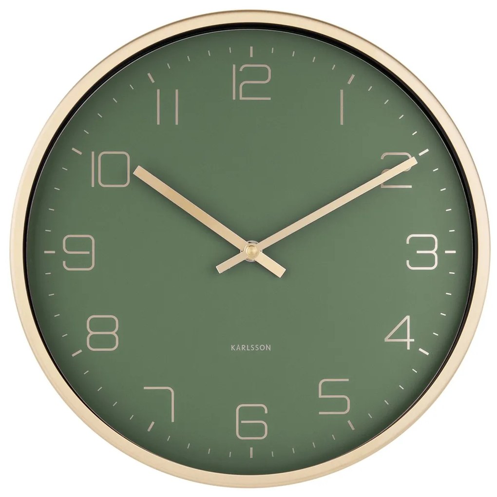 Nástenné hodiny Gold Elegance zelené 30 × 4 cm