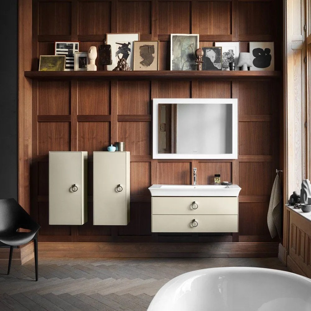 DURAVIT White Tulip závesná polovysoká skrinka, 1 dvierka, pánty vľavo, 400 x 240 x 880 mm, taupe vysoký lesk, WT1323LH3H3