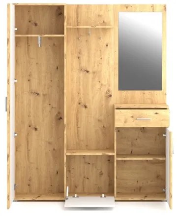 Predsieňová stena so zrkadlom NOLAN dub artisan/biela