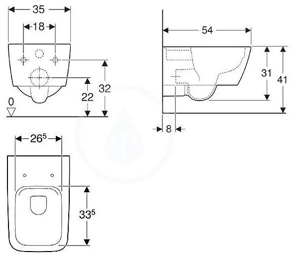 GEBERIT iCon Square závesné WC, Rimfree, biela, 201950000