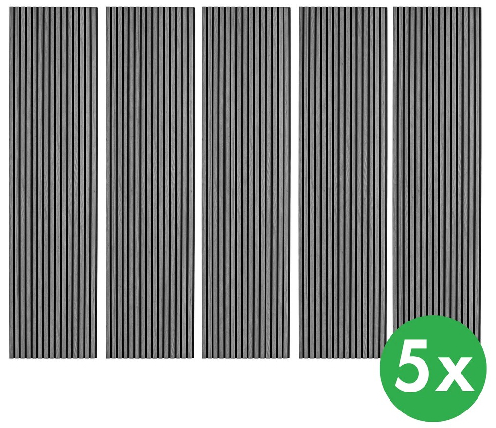 Drevený akustický panel, 2400 x 600 mm, balenie 5 ks, dub grafitový