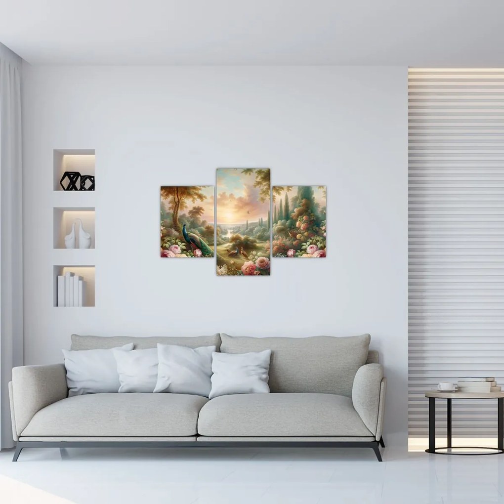 Obraz - Pávy v záhrade (90x60 cm)