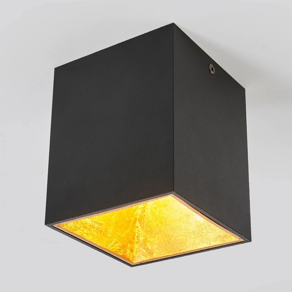 Stropné LED svetlo Juma, štvorcové, čierno-zlaté