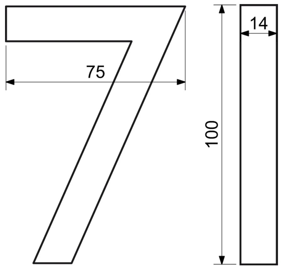 Domové číslo "7", RN.100LV, brúsené, čierna