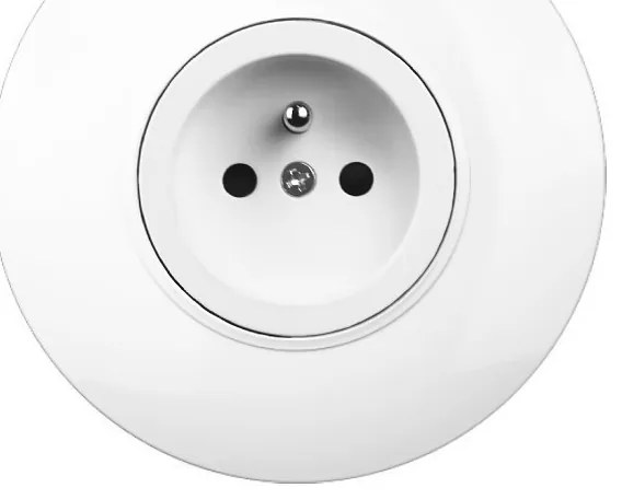 Elhard Okrúhla zásuvka Rondo s okrúhlym rámčekom, biela - kompletná RD6000W