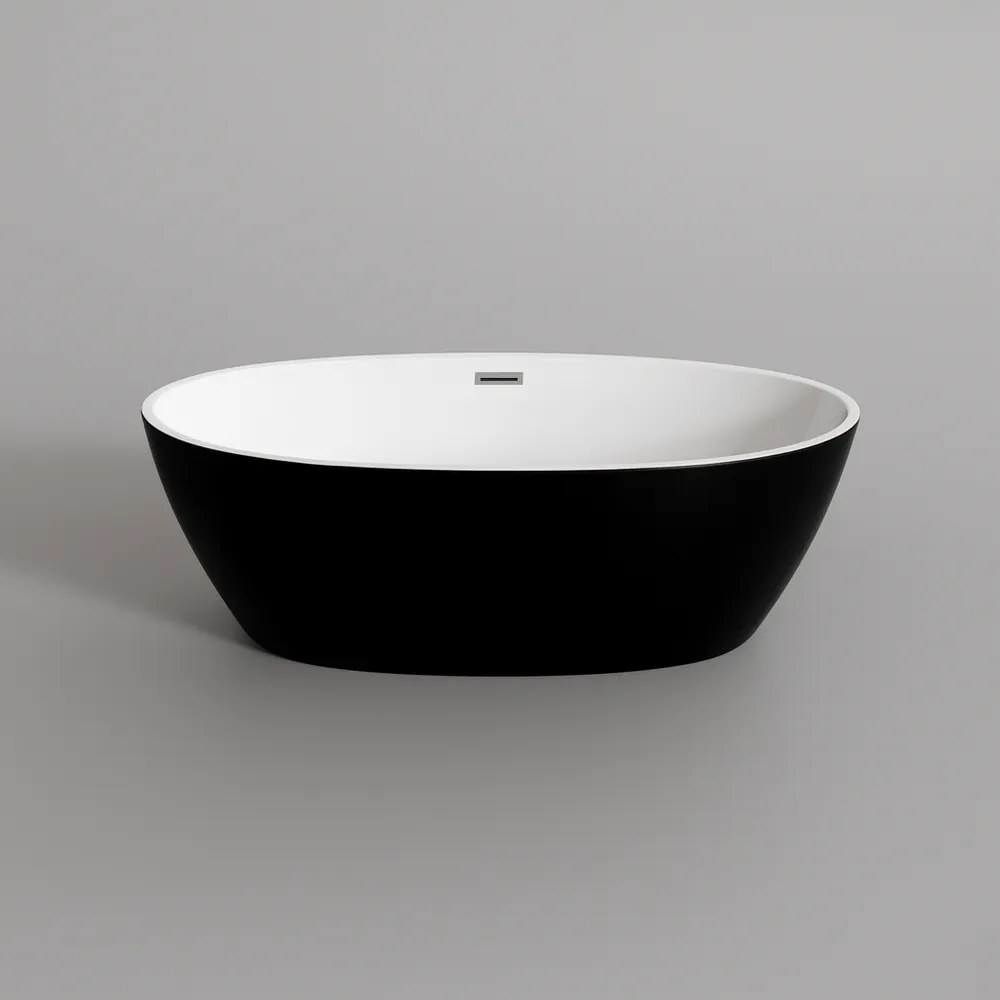 OVAL voľne stojaca vaňa, čierno-biela, 180x80x58 cm