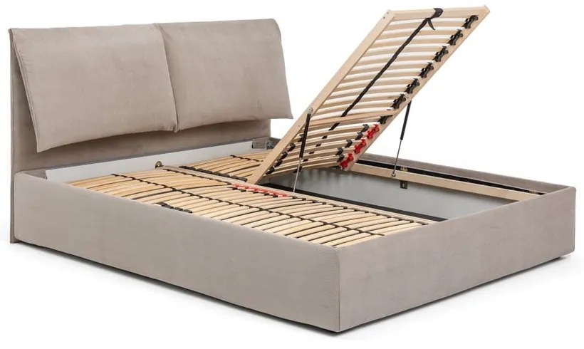 Čalúnená dvojlôžková posteľ taupe s úložným priestorom s roštom 180x200 cm Thessa Pillow – Bonami Selection