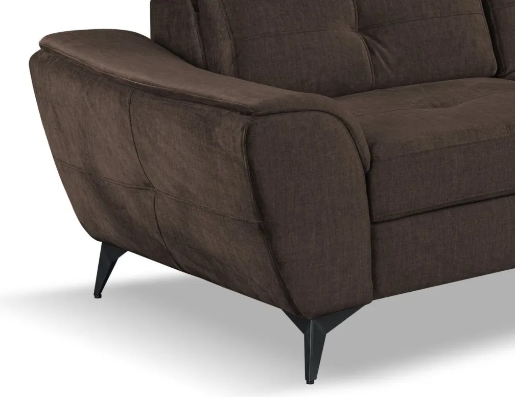 Rohová sedacia súprava Sergio, tmavo hnedá látka, pravý roh
