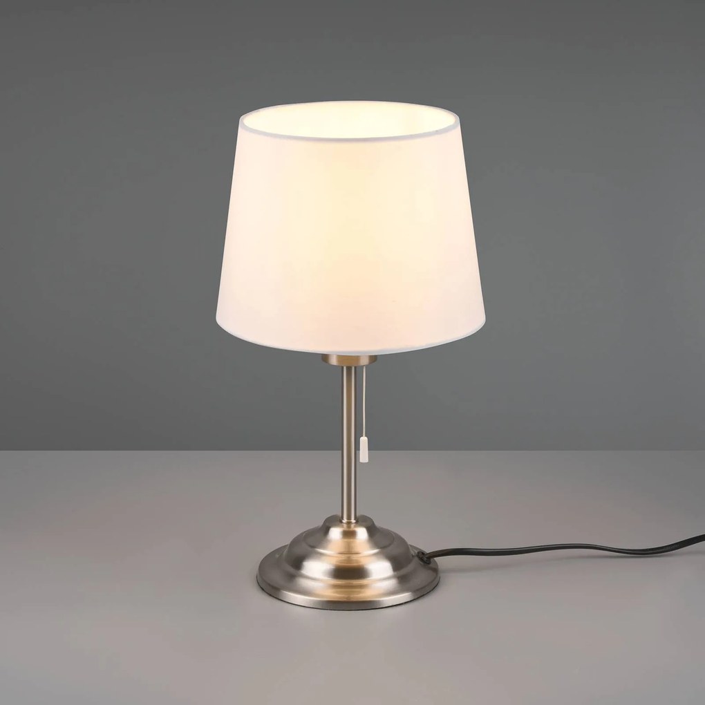 Lindby Alomira stolová lampa, 32 cm, nikel