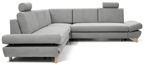 Rozkladacia rohová čalúnená sedacia súprava s úložným priestorom tvaru L AVESTA sivá