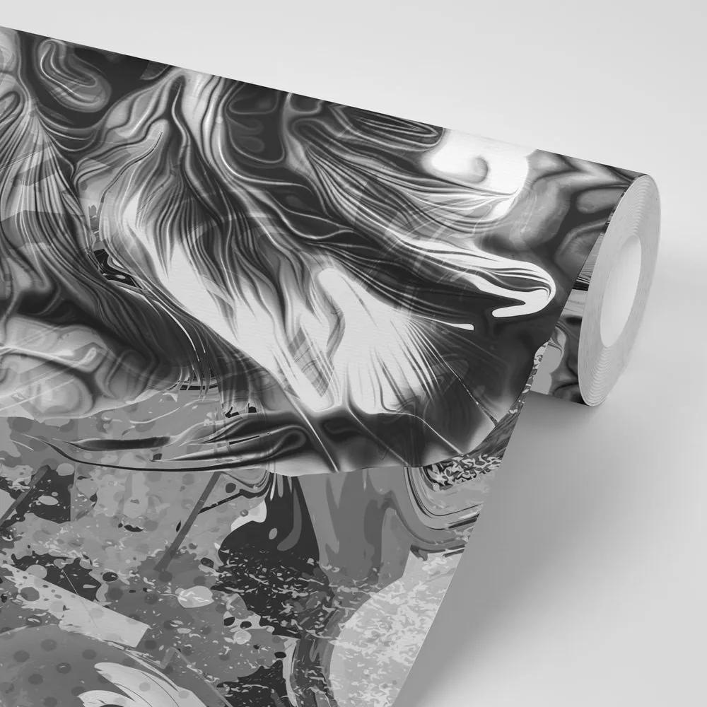 Tapeta čiernobiely buldog v pop art prevedení