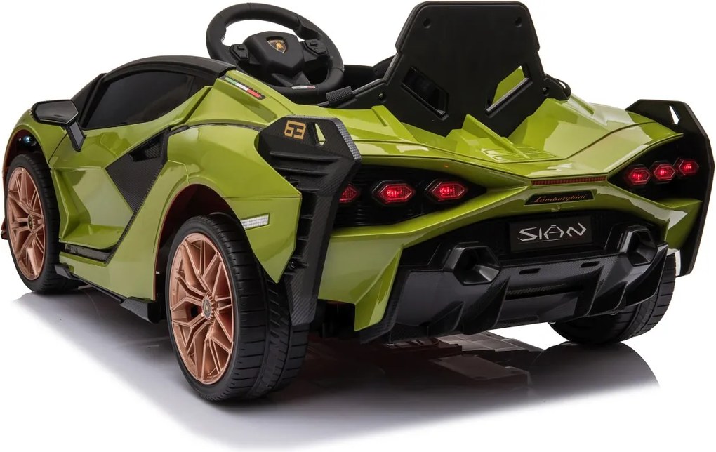 Ramiz Lamborghini SIAN batéria pre deti Zelená + diaľkové ovládanie + EVA + pomalý štart + LED Audio