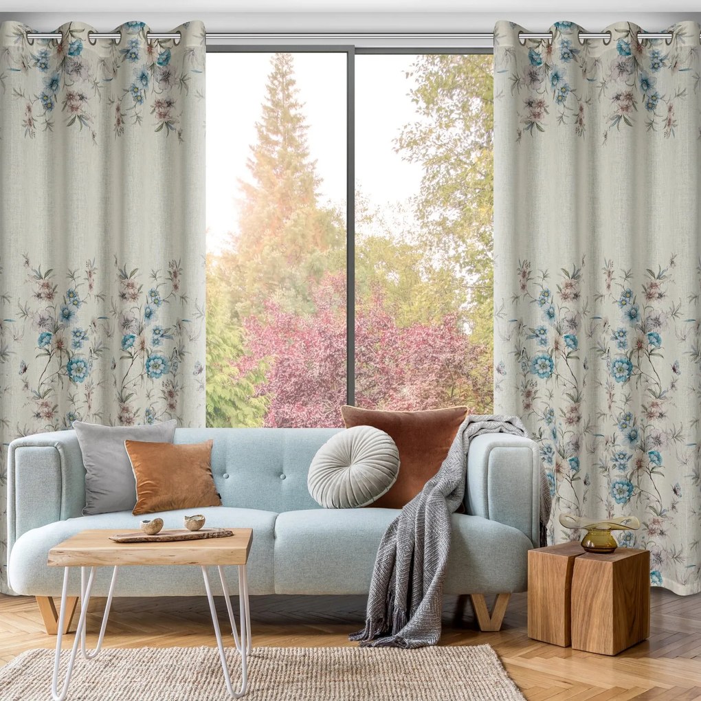 ZÁVES NA KRÚŽKOCH IVY 140X250 CM KVETY