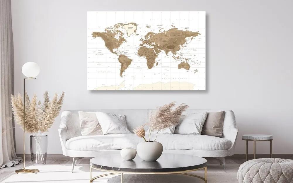 Obraz nádherná vintage mapa sveta s bielym pozadím - 120x80