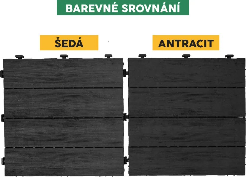 Multy Home Gumová dlaždica ARISTA Wood 30 x 30 cm, antracit