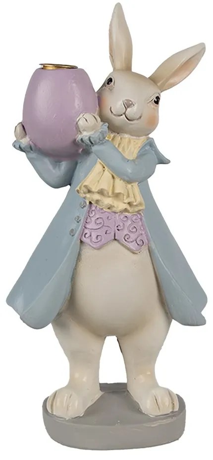 Dekorácia králik držiaci vajíčko ako svietnik - 10*8*20 cm