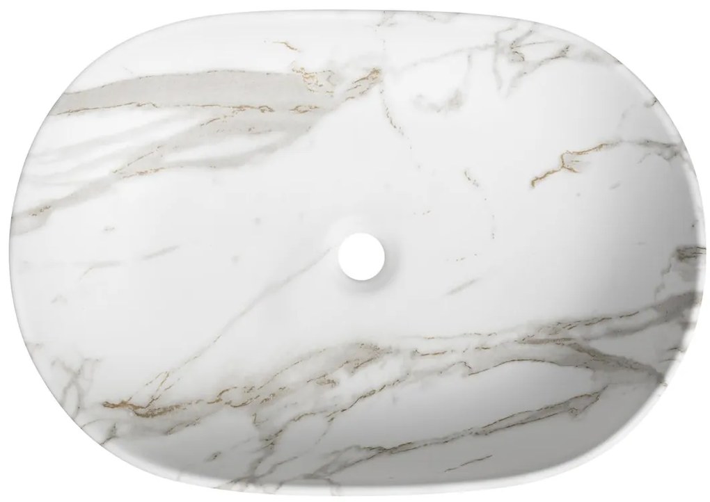 Sapho Sapho, CALEO keramické umývadlo na dosku 60x42cm, bianco carrara, CA590BC