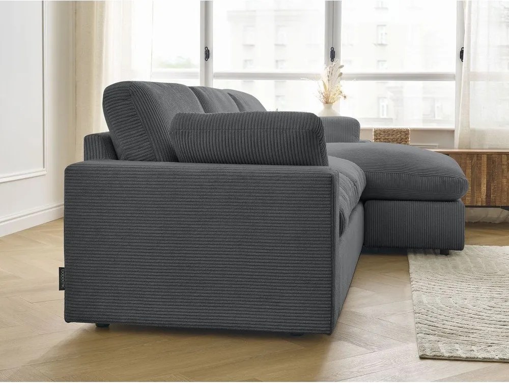 Tmavosivá menčestrová rohová pohovka Belair – Bobochic Paris