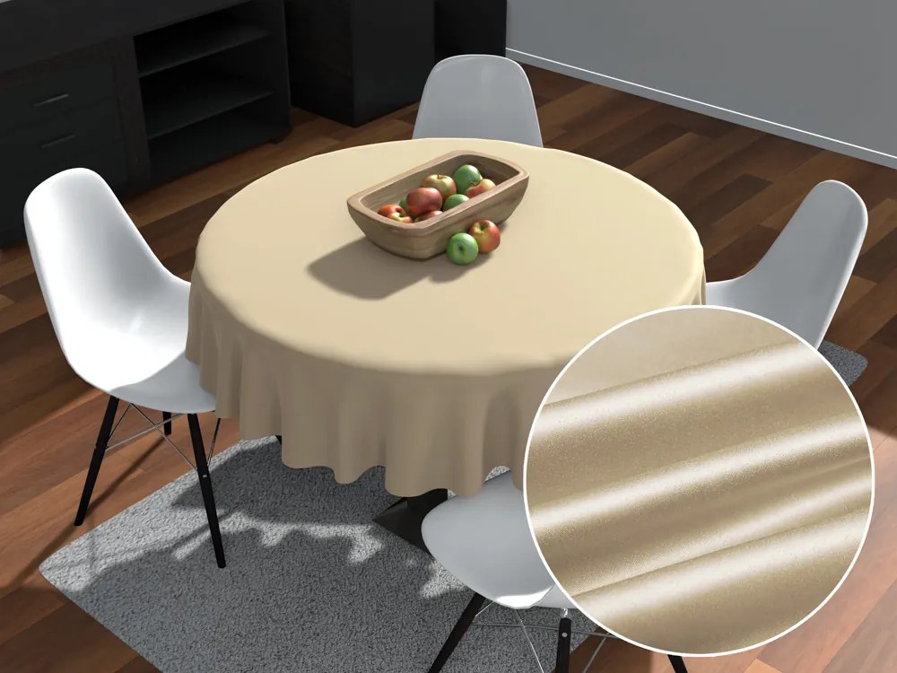 Biante Saténový okrúhly obrus polyesterový Satén LUX-054 Latte Ø 110 cm