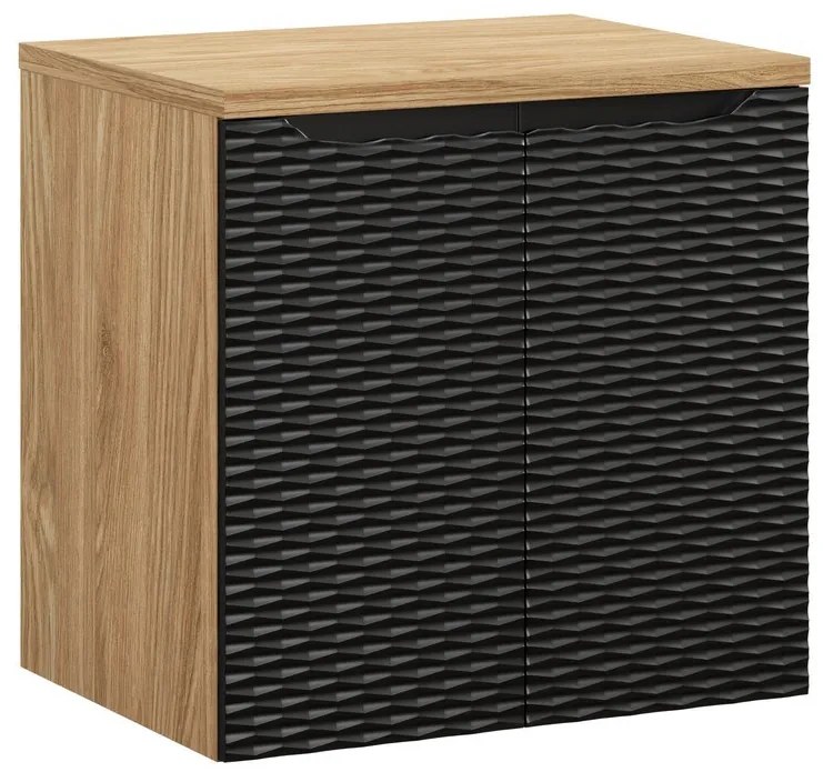 Závesná skrinka pod umývadlo Ocean I s doskou 60 cm čierna/dub olejovaný