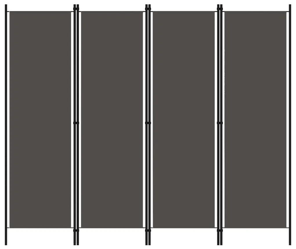 vidaXL 4-panelový paraván antracitový 200x180 cm