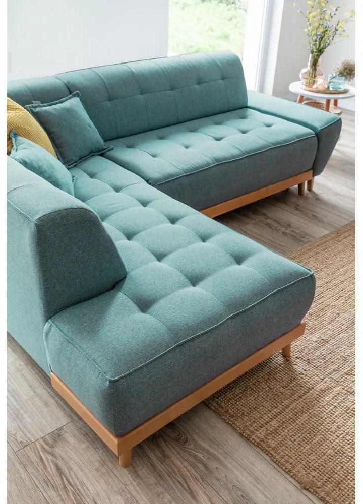 Tyrkysovomodrá rozkladacia rohová pohovka (ľavý roh) Dazzling Daisy – Miuform