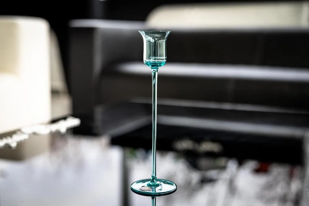 Skleněný svícen, Května 1794, tall aqua 24CM