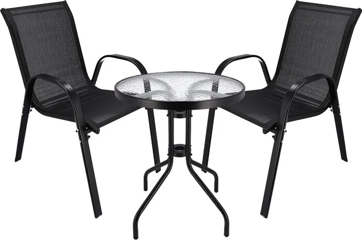 JU Sada 2 skladacích stoličiek FIESTA + stolík s priemerom 60 cm