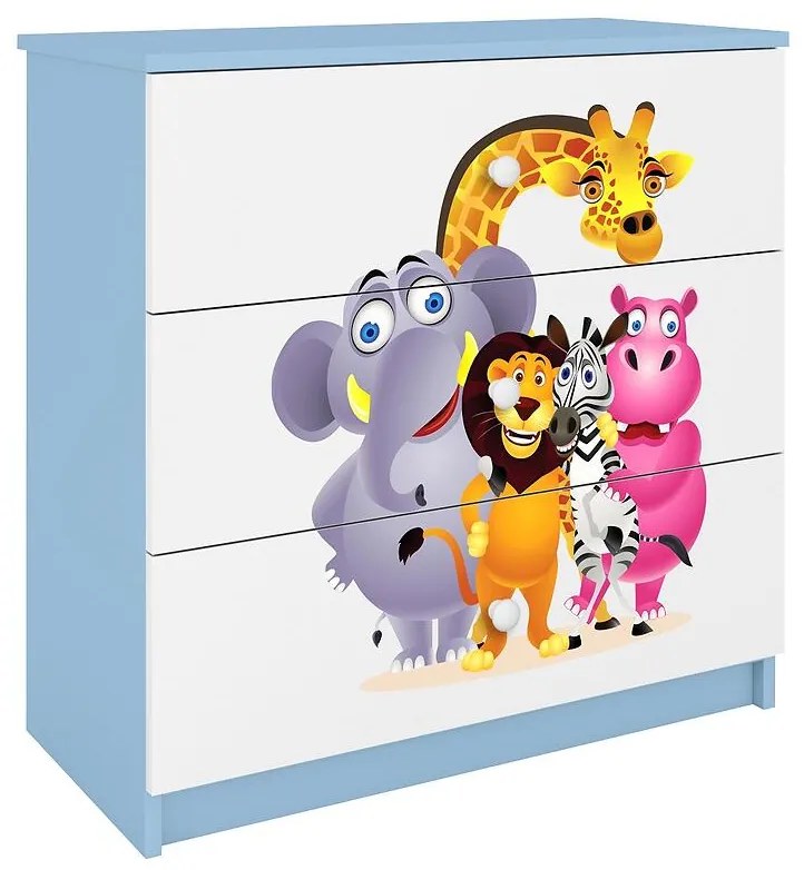 Detská komoda Babydreams modrá – Zoo
