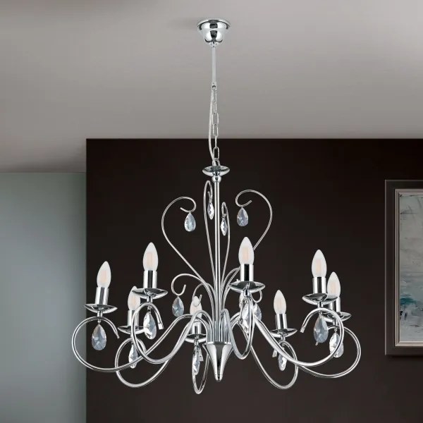 Orion LU 1658/8 - Krištáľový luster na reťazi ALESSIA 8xE14/40W/230V lesklý chróm
