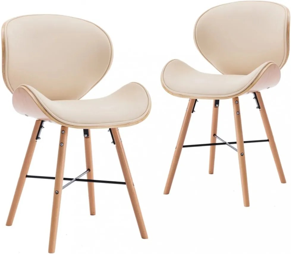 Jedálenská stolička 2 ks ohýbané drevo Dekorhome Krémová