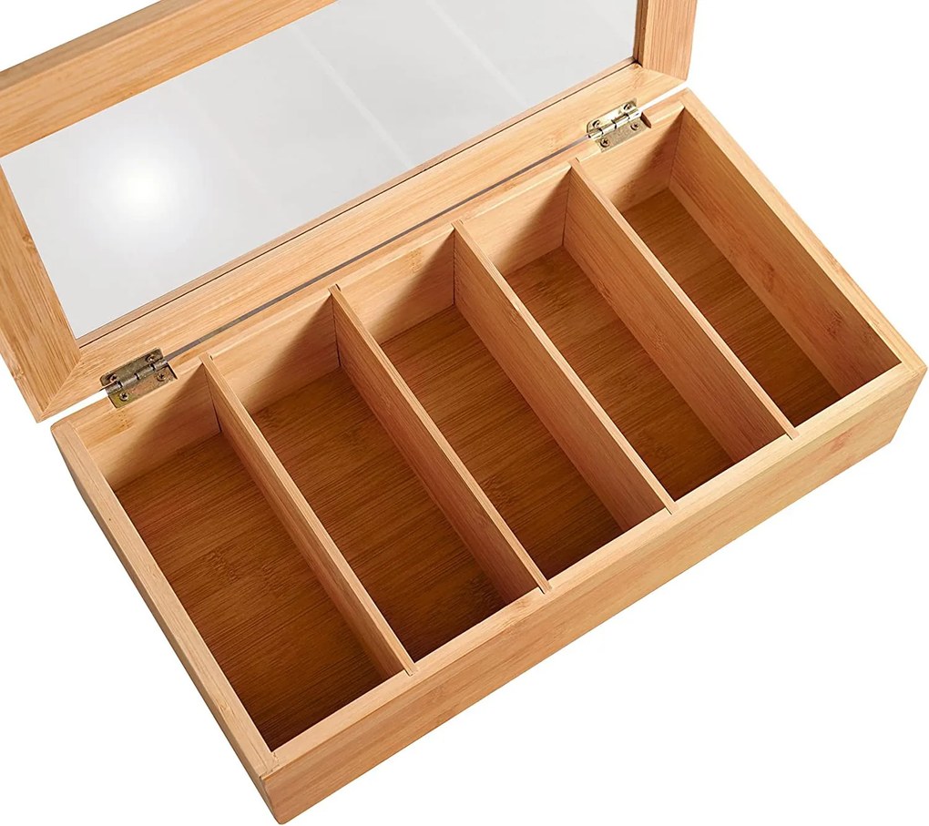 Kesper Bambusový organizér na čaj, krabička na čaje, 5 priehradiek