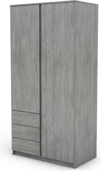 Šatníková skriňa Carlos, šedý beton, 100 cm