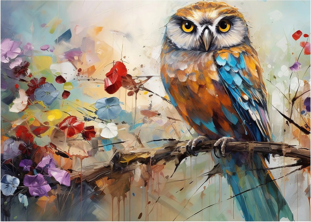 Obraz - Maľovaná sova (70x50 cm)