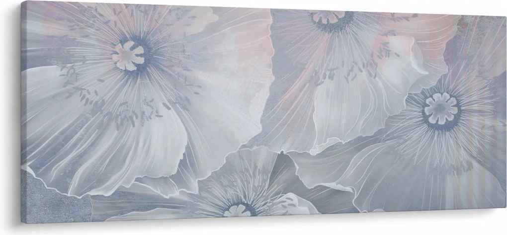 Obraz - Modré kvety na stene (120x50 cm)