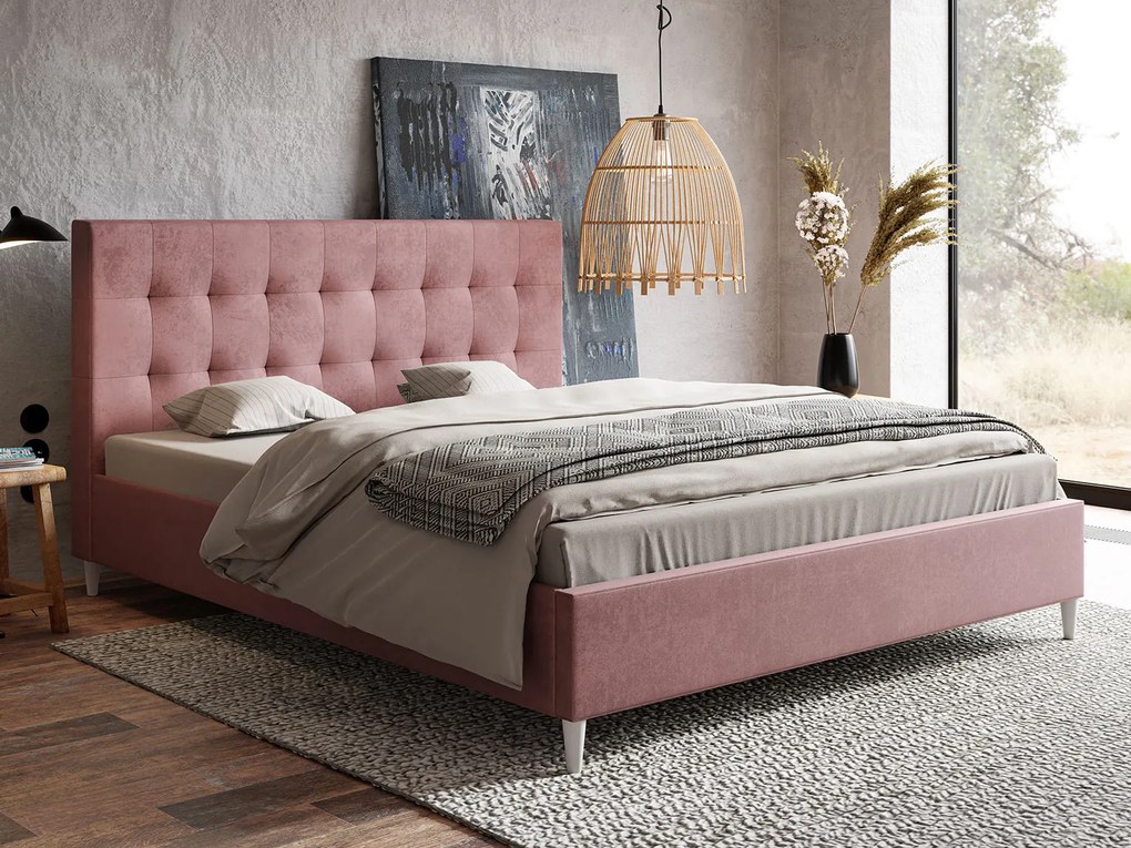 PROXIMA.store - Škandinávska čalúnená posteľ ROSE ROZMER: 120 x 200 cm, FARBA NÔH: dub