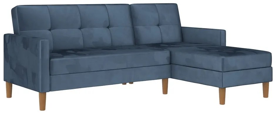 Modrá zamatová rozkladacia rohová pohovka (variabilná) Lilly – Støraa