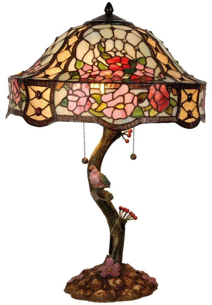 Stolná lampa Tiffany Flowers - Ø 45 * 62 cm 3x E27 / Max 60W