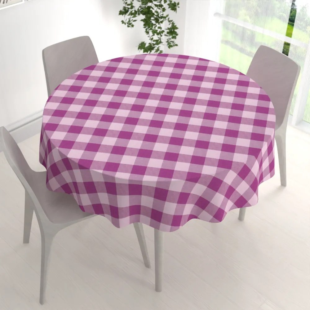 Biante Bavlnený okrúhly obrus Olivia OL-021 Fialová kocka veľká Ø 60 cm